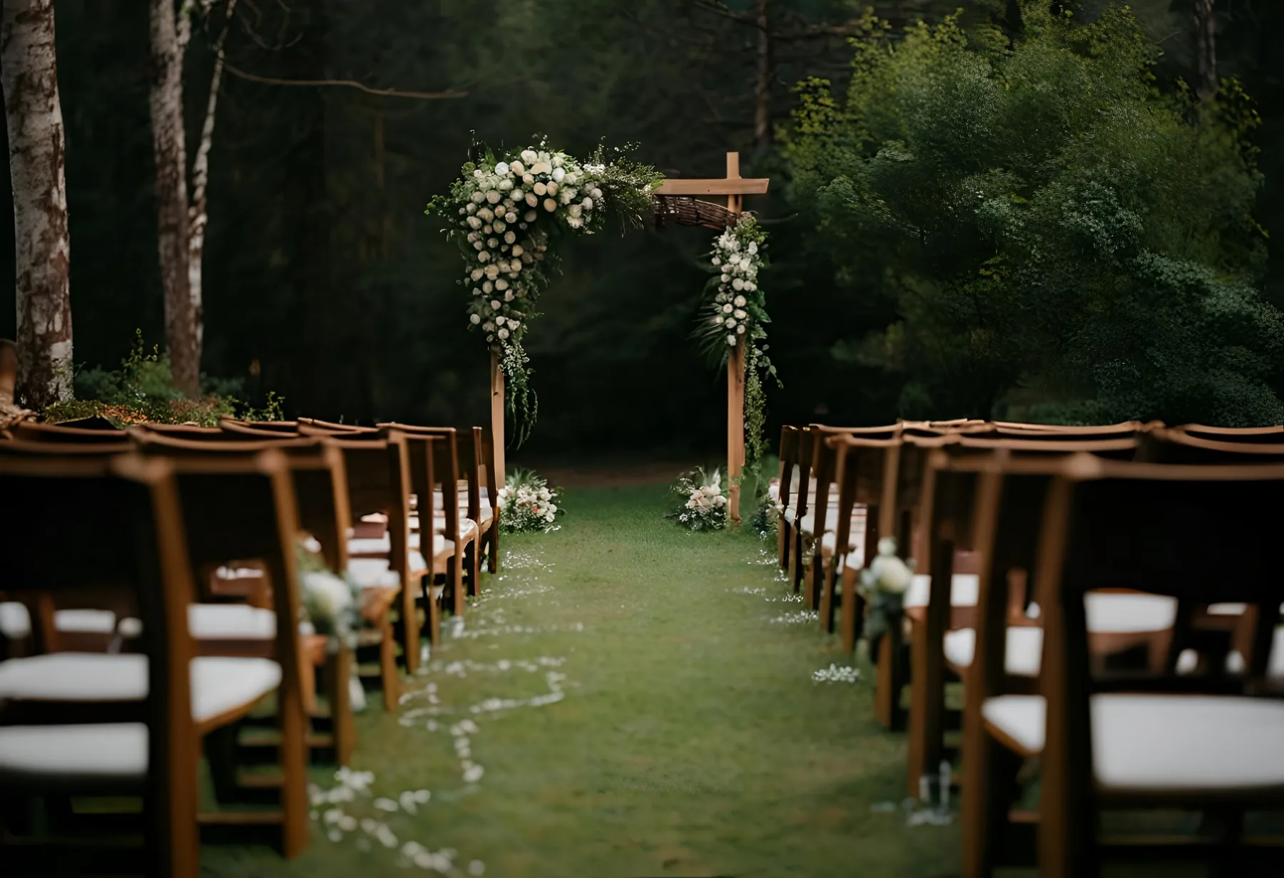 Guests seated along a ceremony aisle